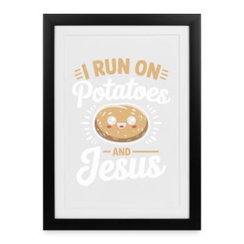 Je cours sur les pommes de terre et Jésus - Affiche encadrée (27 × 37 cm) - noir - Devant