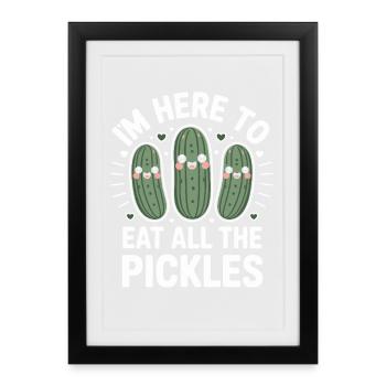 Concombres ici pour manger tous les cornichons - Affiche encadrée (27 × 37 cm) - noir - Devant