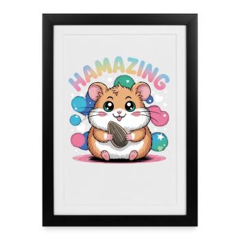 Hamazing Kawaii Hamster Seed Hearts - Framed poster (27 × 37 cm) - black - Front