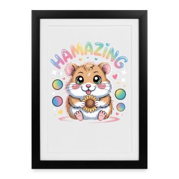Hamazing Kawaii Hamster Seed Hearts - Framed poster (27 × 37 cm) - black - Front