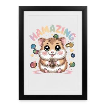 Hamazing Kawaii Hamster Seed Hearts - Framed poster (27 × 37 cm) - black - Front