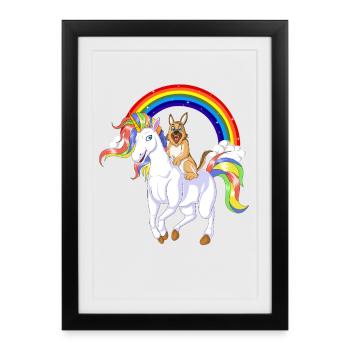 German Shepherd Unicorn - Framed poster (27 × 37 cm) - black - Front