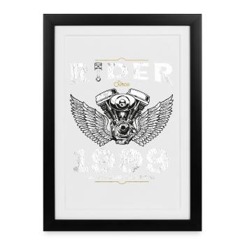 Fahrer seit 1999 - 26 Jahre pure Biker-Leidenschaft - Gerahmtes Poster (27 × 37 cm) - Schwarz - Vorne