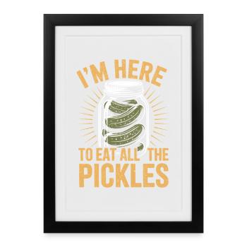 Concombres ici pour manger tous les cornichons - Affiche encadrée (27 × 37 cm) - noir - Devant