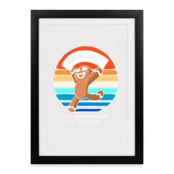 Bonhomme en pain d'épices de Noël en pain d'épices - Affiche encadrée (27 × 37 cm) - noir - Devant