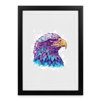 Colorful Eagle Head Watercolor Painting - Framed poster (27 × 37 cm) - black - Front