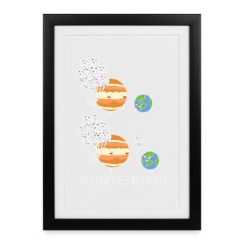 Astronomie Lune Terre Jupiter Astronome - Affiche encadrée (27 × 37 cm) - noir - Devant