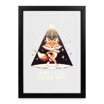 Trop mignon pour être un PNJ | Renard, Jdr - Affiche encadrée (27 × 37 cm) - noir - Devant