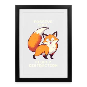 Fluffy Distraction | derpy fox - Framed poster (27 × 37 cm) - black - Front