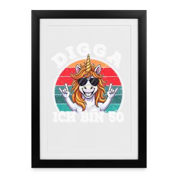 50ème Anniversaire Années 50 50ème Digga J’ai 50 ans - Affiche encadrée (27 × 37 cm) - noir - Devant