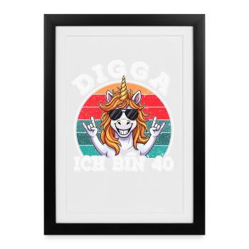 40th Birthday 40s 40th Digga I'm 40 Years Old - Framed poster (27 × 37 cm) - black - Front