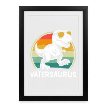 Bald Papa VATERSAURUS Retro Funny - Framed poster (27 × 37 cm) - black - Front