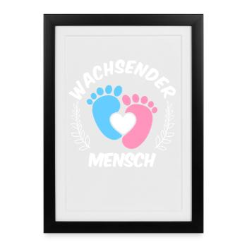 Femme enceinte GRANDISSANT HUMAIN Drôle - Affiche encadrée (27 × 37 cm) - noir - Devant