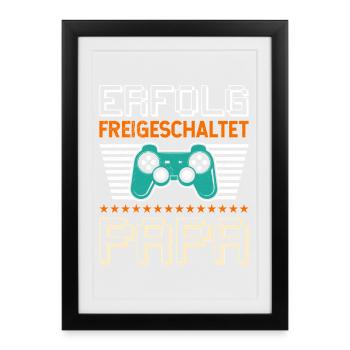 Gambler Dad ACHIEVEMENT UNLOCKED Funny - Framed poster (27 × 37 cm) - black - Front