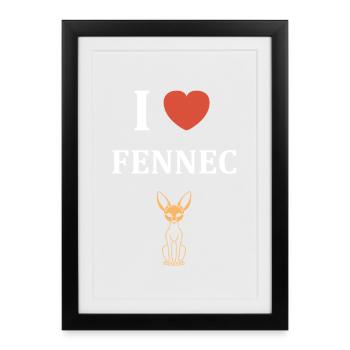 J aime Fennec - Affiche encadrée (27 × 37 cm) - noir - Devant