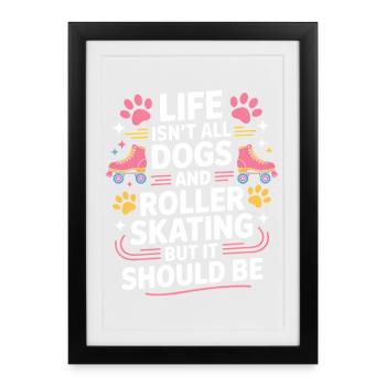Patinage à roulettes disant chien drôle patinage cadeau - Affiche encadrée (27 × 37 cm) - noir - Devant