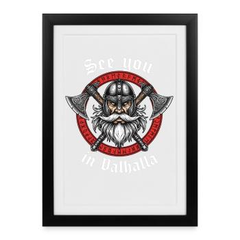 Valhalla Viking Axes Logo - Framed poster (27 × 37 cm) - black - Front