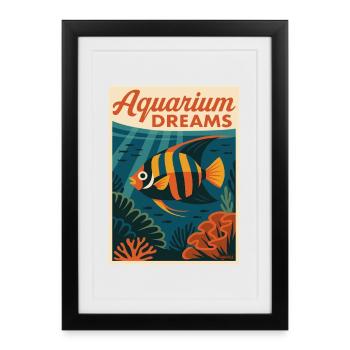 Aquarium Dreams Fische Poster  - Gerahmtes Poster (27 × 37 cm) - Schwarz - Vorne