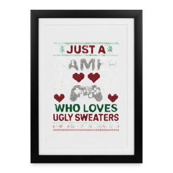 Ugly Christmas Gamer Weihnachten Zocker Gaming - Framed poster (27 × 37 cm) - black - Front