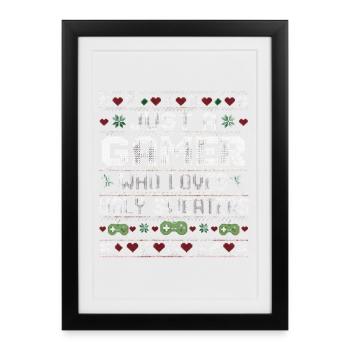 Ugly Christmas Gamer Weihnachten Zocker Gaming - Framed poster (27 × 37 cm) - black - Front