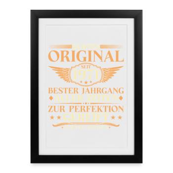55ème Anniversaire Vintage Original 1971 Vintage - Affiche encadrée (27 × 37 cm) - noir - Devant