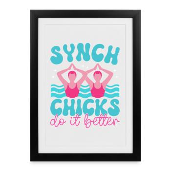 Natation synchronisée Natation artistique Sports nautiques - Affiche encadrée (27 × 37 cm) - noir - Devant