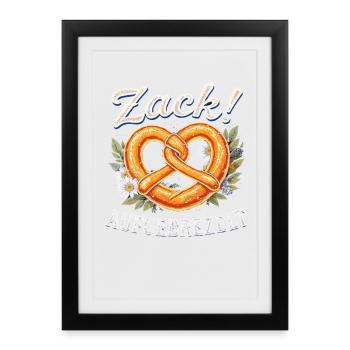Pretzel Bavaria habillé jolie bière bavaroise - Affiche encadrée (27 × 37 cm) - noir - Devant