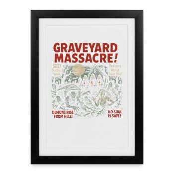 cimetière massacre film affiche Vintage Halloween - Affiche encadrée (27 × 37 cm) - noir - Devant