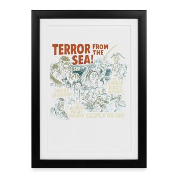 Terror from the Sea Horror Movie Poster Halloween - Framed poster (27 × 37 cm) - black - Front