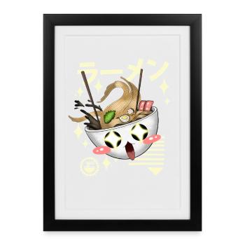 T-shirt anime Kawaii Ramen - Affiche encadrée (27 × 37 cm) - noir - Devant