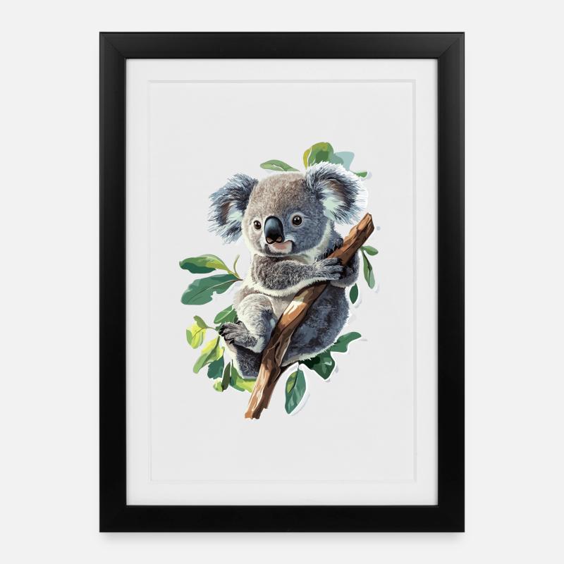 Koala - Gerahmtes Poster (27 × 37 cm) - Schwarz