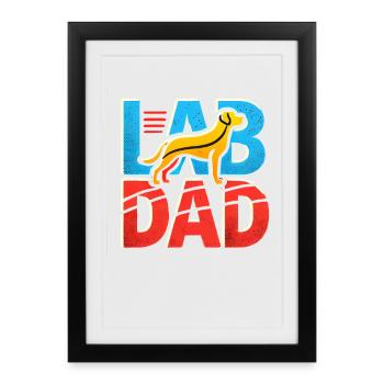 papa labrador, amoureux des chiens - Affiche encadrée (27 × 37 cm) - noir - Devant