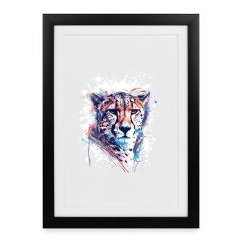 Leopard Splatter Watercolor Painting - Framed poster (27 × 37 cm) - black - Front
