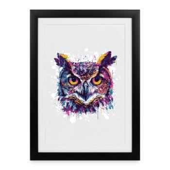Owl Head Splatter - Framed poster (27 × 37 cm) - black - Front