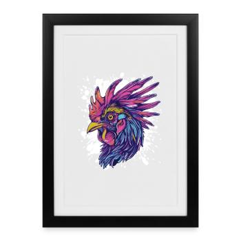 Rooster Splatter Animal - Framed poster (27 × 37 cm) - black - Front