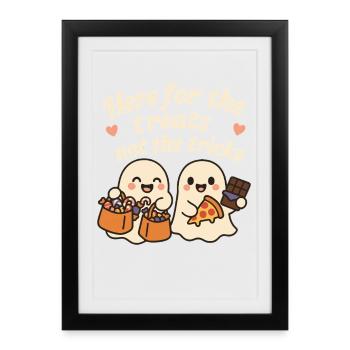 Here For The Treats Not The Tricks Halloween - Framed poster (27 × 37 cm) - black - Front