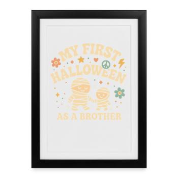 Mon premier Halloween en tant que frère momie Design - Affiche encadrée (27 × 37 cm) - noir - Devant
