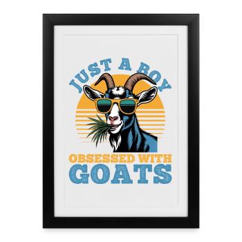 Drôle d’animal de la ferme chèvre - Affiche encadrée (27 × 37 cm) - noir - Devant