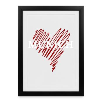 J’adore Munich, souvenir Munich - Affiche encadrée (27 × 37 cm) - noir - Devant
