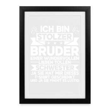 Fier frère d’une sœur merveilleuse - Affiche encadrée (27 × 37 cm) - noir - Devant