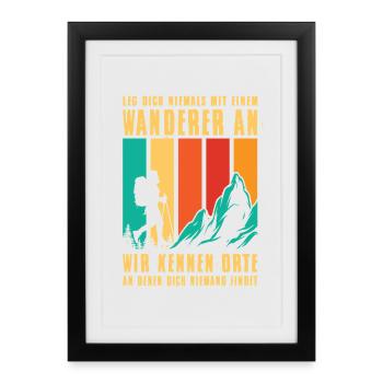 Randonnée Randonneurs Alpinistes - Affiche encadrée (27 × 37 cm) - noir - Devant