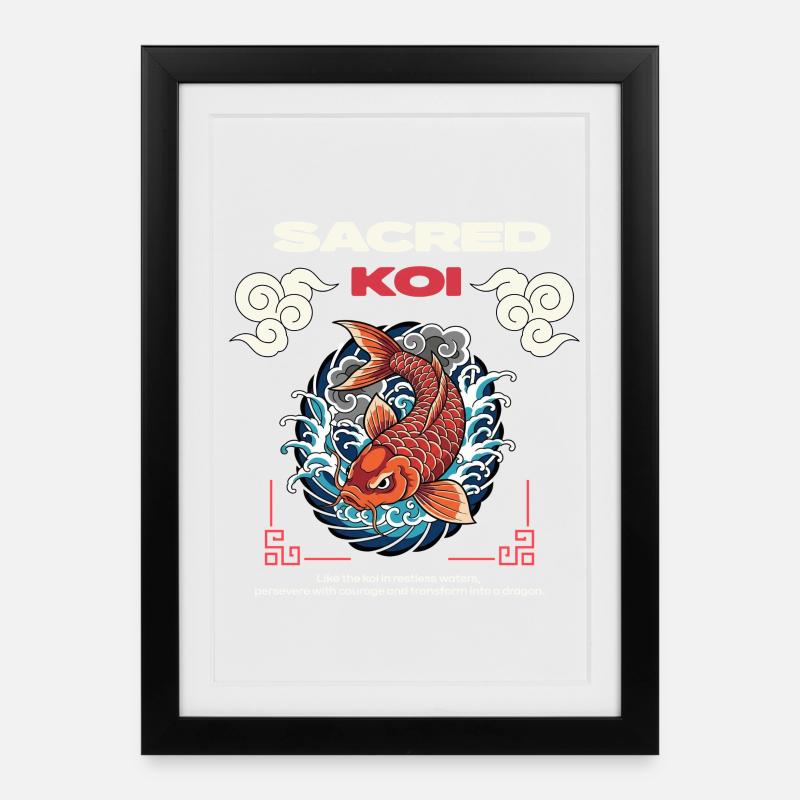 Sacred Koi - Framed poster (27 × 37 cm) - black