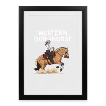Western Fjordhorse Rider - Framed poster (27 × 37 cm) - black - Front
