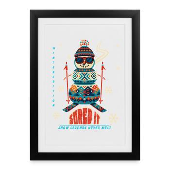 Bonhomme de neige skieur - Snow Legends Never Melt - Affiche encadrée (27 × 37 cm) - noir - Devant