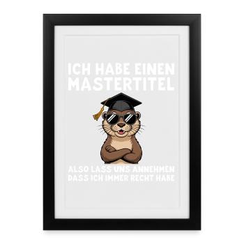 Master's Degree - Funny Otter Master's Degree - Framed poster (27 × 37 cm) - black - Front