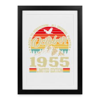 Octobre 1955 Vintage Vintage Rétro Anniversaire - Affiche encadrée (27 × 37 cm) - noir - Devant
