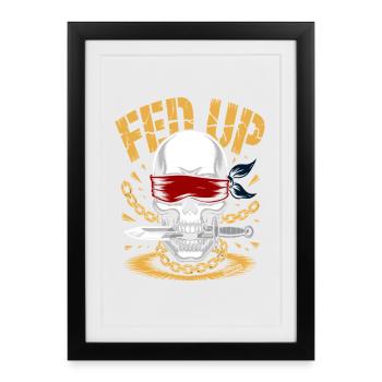 Blind skull with chain, muzzle full - Framed poster (27 × 37 cm) - black - Front