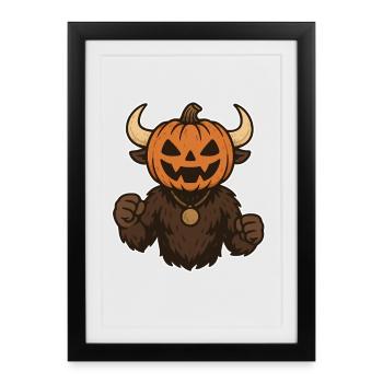 Citrouille Monstre avec Fourrure Halloween - Affiche encadrée (27 × 37 cm) - noir - Devant
