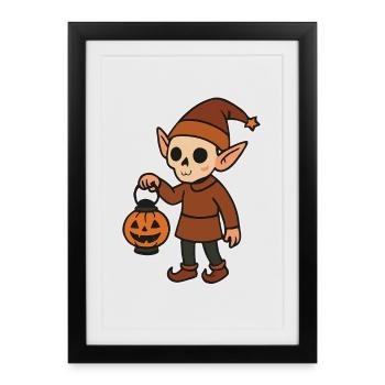 Gnome Halloween Lantern - Framed poster (27 × 37 cm) - black - Front