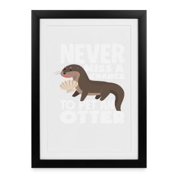 Loutre de mer dessin animé caresser une loutre - Affiche encadrée (27 × 37 cm) - noir - Devant